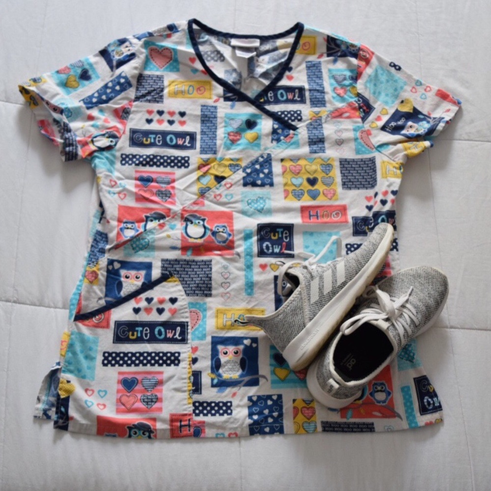 Scrubstar owl themed scrub top